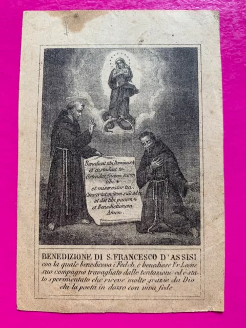 Santino Holy Card, Benedizione Di San Francesco D’assisi  - Rif. 11213