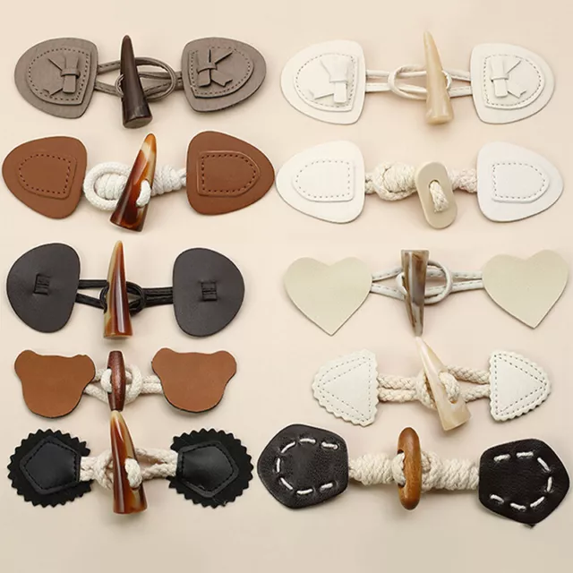 1Pair Leather Horn Toggle Closure Buttons For Coat Jacket Clothing Shawl Clothes