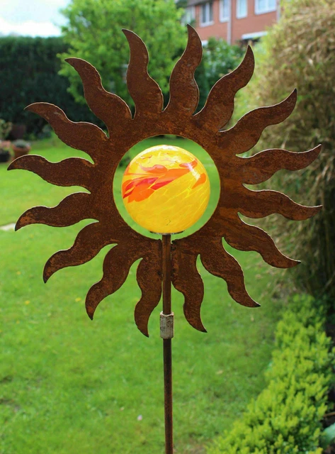 GARTENSTECKER SONNE METALL Rost rostige Gartendeko Edelrost Groß Eisen