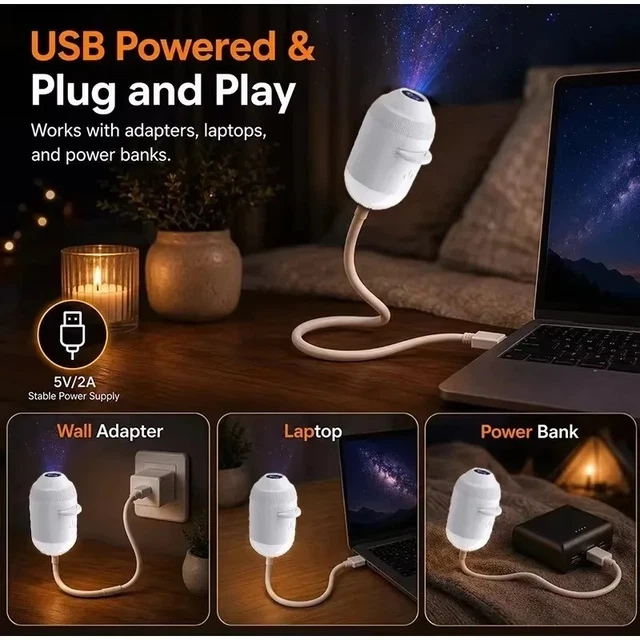 HD SMART DYNAMIC 5D Holographic Night Light Projector, Plug and Play ...