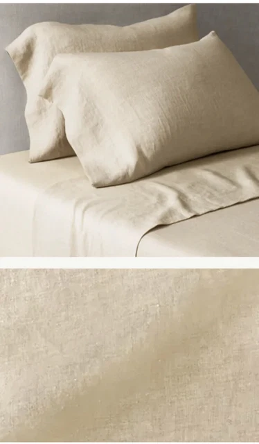 Restoration Hardware Italian heritage washed linen king size sheet set Wheat
