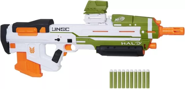 NERF Halo MA40 Motorized Dart Blaster + Removable Clip & 10 Elite Darts