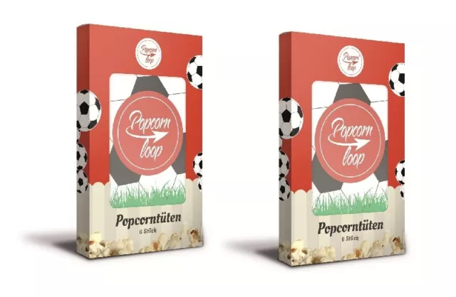 Popcornloop 2x Football Packs de Sachets 12 Sacs Étui de Popcorn Portionneur