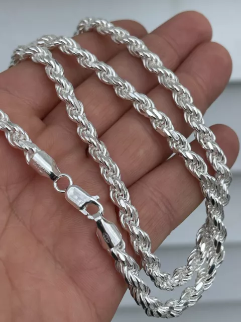 Men's Rope Chain Real Solid 925 Sterling Silver Necklace 6mm 18"-30" ITALY MADE