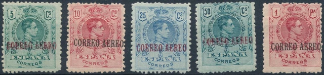 King Alfonso XIII: Airmail optd - Spain 1920 - NM H - MiNr 250/4 Edi 292/6