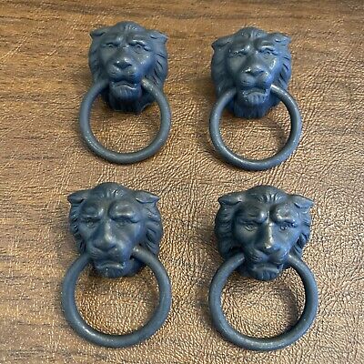 Lot of Four (4) Vintage Amerock Lion Head Ring Drawer Cabinet Pulls