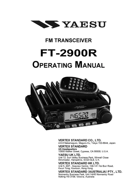 Operating Instructions for Yaesu FT-2900 R
