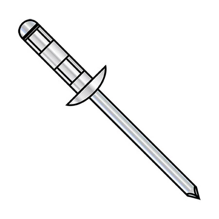 ZORO SELECT B-3722 Blind Rivet, Brazier Head, 3/16 in Dia., .397 in - .420 in