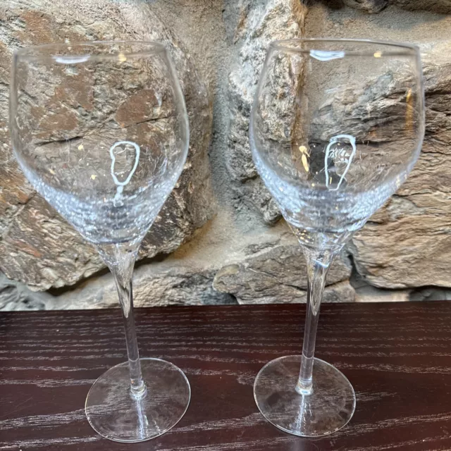 Pier 1 Imports Clear Crackle Glass 9 1/2 " Wine Glasses Set Of 2