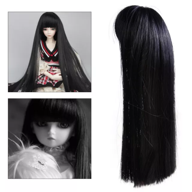 Black Neat Bang Straight Long Wig Hair Wig for 1/6 SD AOD DOD BJD Doll Dollfie