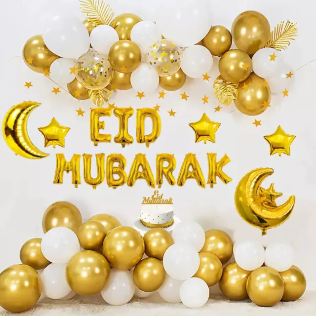 EID MUBARAK Globo Ramadán Bandera Arco Kit Fiesta Balón Eid al Fitr Decoraciones Reino Unido