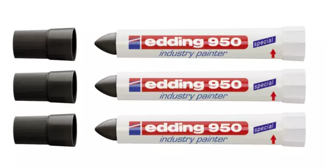 3 x Edding 950 industry painter Spezialmarker Strichstärke 10mm, schwarz