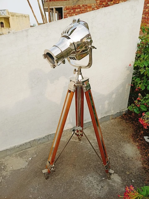 Nautical Designer Floor Lamp Tripod Searchlight Hollywood Home Decor Spot Light