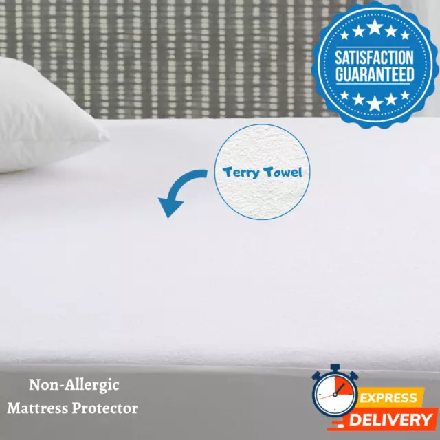 New Waterproof Terry Towel Bed Mattress Protector Fitted Bed Sheet Cover- Single