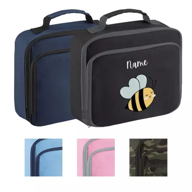 Personalised Bee Lunch Box Custom Name School Kids Boys Girls Insulated Bag