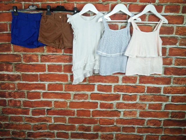 Pacchetto Bambina Età 5-6 Anni 100% Pantaloncini Prossimi Top Pigiama In Velluto A Coste Chino Bambini 116Cm