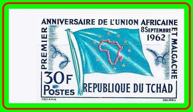 Chad 1962 Flaggen / Maps / Afrikanische Union Imperf W / Große Rand Sc # 85 MNH