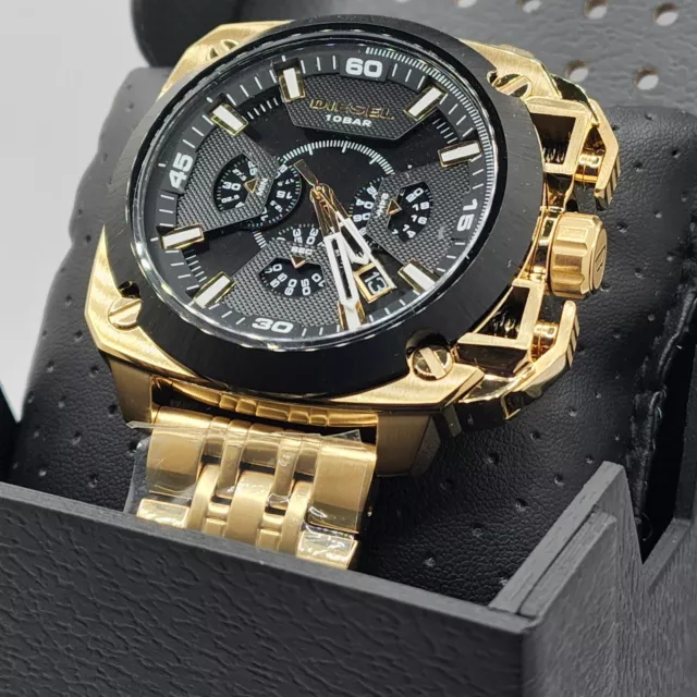 New Authentic Diesel Men's Watch Bamf Chronograph Gold Black Dz7378