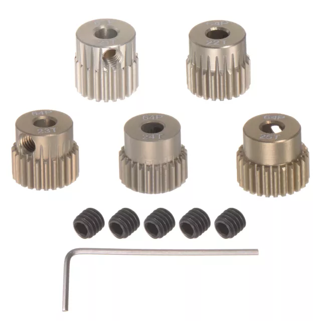 64P Ritzel Set 3,175mm (1/8") Welle 21Z 22Z 23Z 24Z 25Z Motorritzel (5 Stück)