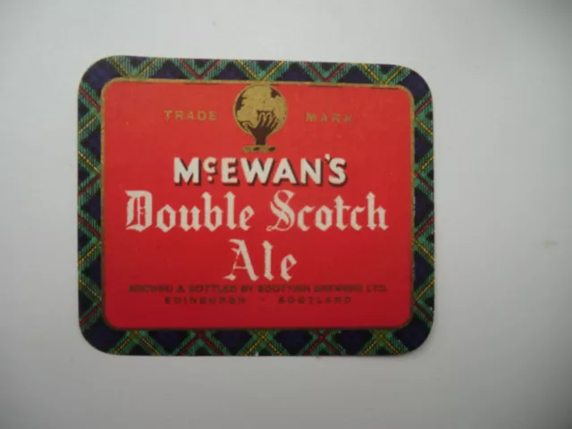 MINT McEWAN'S EDINBURGH DOUBLE SCOTCH ALE BREWERY BEER BOTTLE LABEL