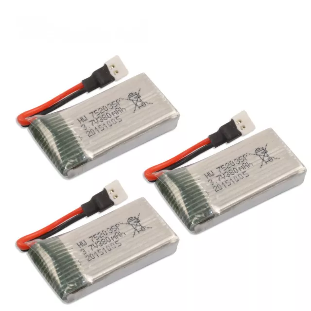 3x Batería Lipo 380mAh 1s 3,7V 25C para Hubsan X4 Galaxy Visitor Walkera