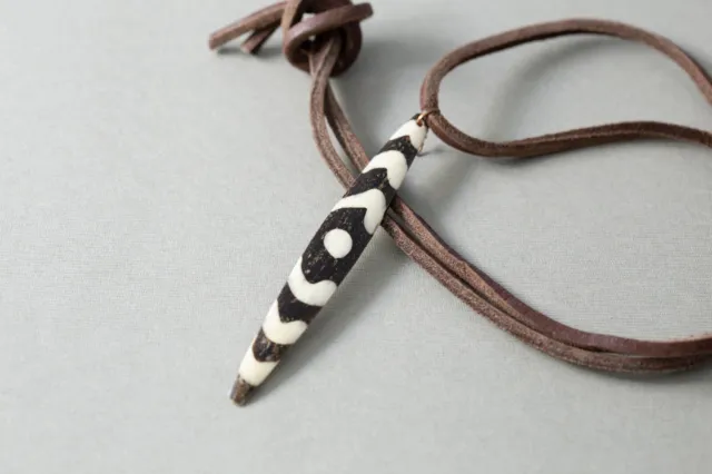 Leather Batik African Tribal Spike Pendant Necklace