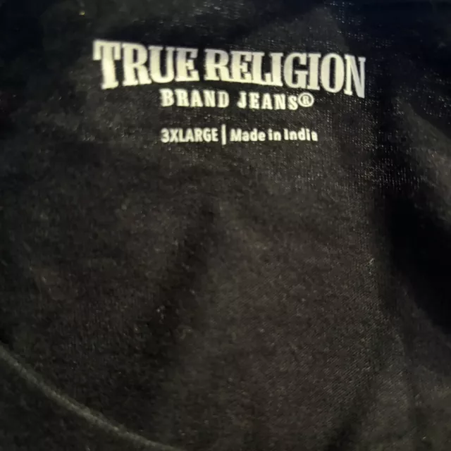 True Religion Brand Jeans T-Shirt Long Sleeve Mens 3XL Black Graphic Print 2