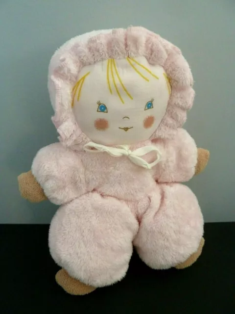 *. DOUDOU PELUCHE AJENA POUPEE FILLE ROSE GRELOT 23cms - EXCELLENT ETAT