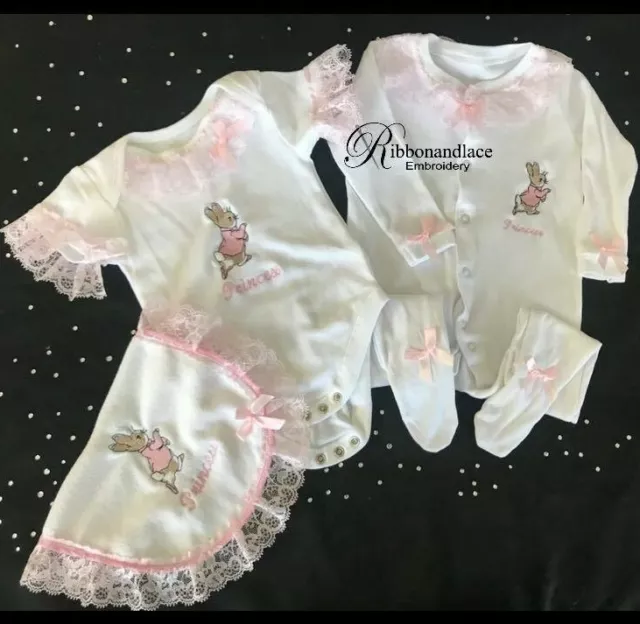 Set pigiama bambino, regalo personalizzato, ricamato, coniglio Peter, nuovo regalo bambino