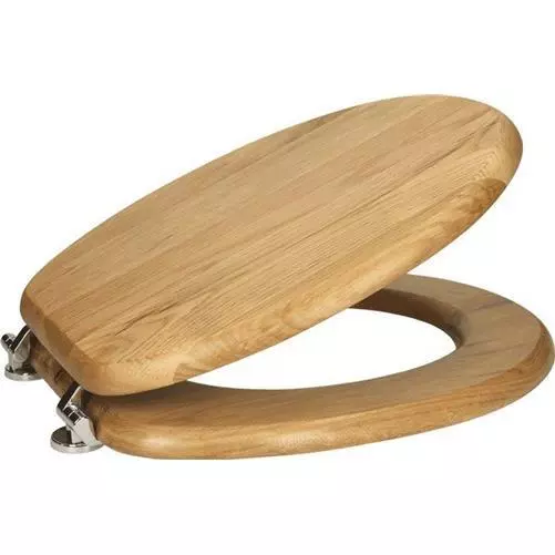 Oak Wooden Bathroom Toilet Seat Bottom Fitting Fixings Included High Quality