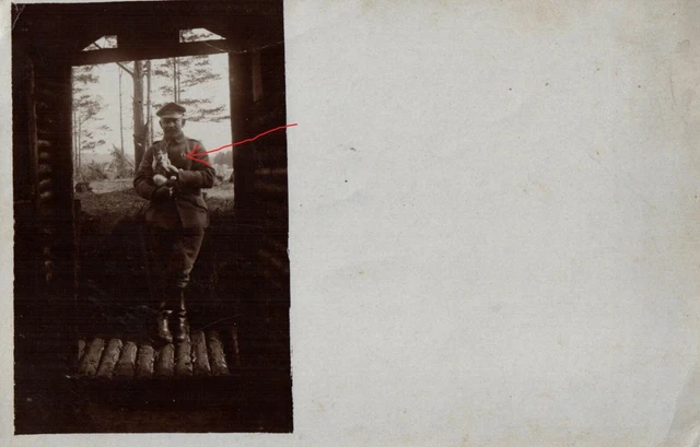 22929/ Originalfoto 9x13cm, Offizier mit Katze