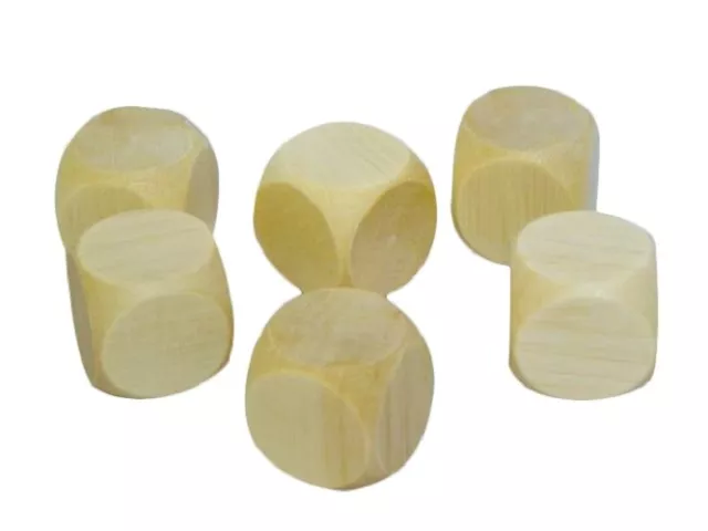 10x Wooden Plain Dice Dices Cube Cubes Blank Plain Unpainted Wood Six Sided 20mm