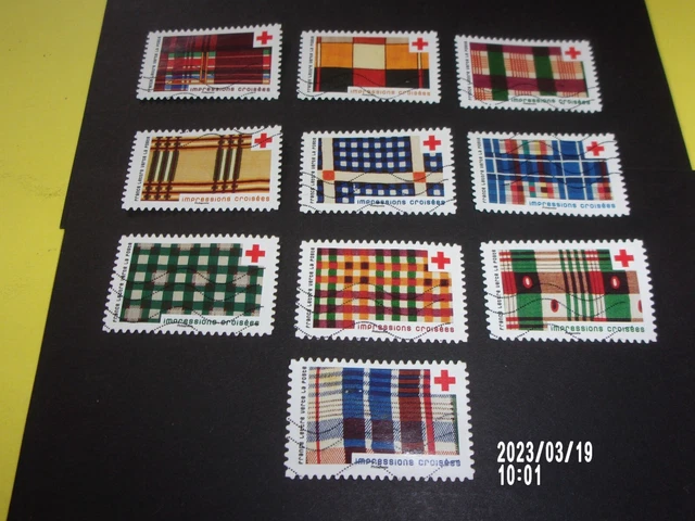 Serie 2022 N° AA 2123 - 2132 Croix Rouge Impression croisée oblitéré