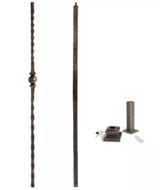 Oil Rubbed Bronze - 1" Square Iron Newel Support Posts for Staircase Remodel