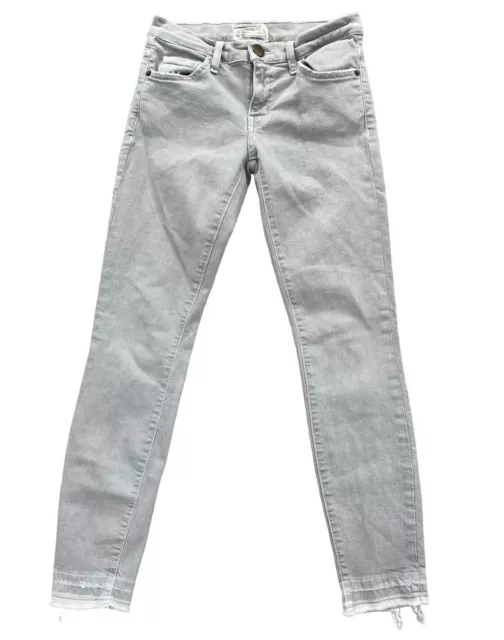 Current Elliott Size 24 The Stiletto Skinny Ankle Jean Released Hem Light Grey