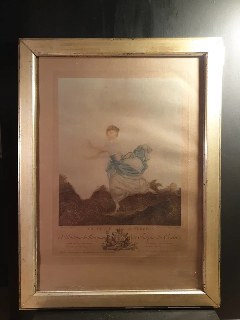 Lithographie Danseuse XIXe – Alphonse Lamotte 'La Fuite à Dessein' Encadrée Signée