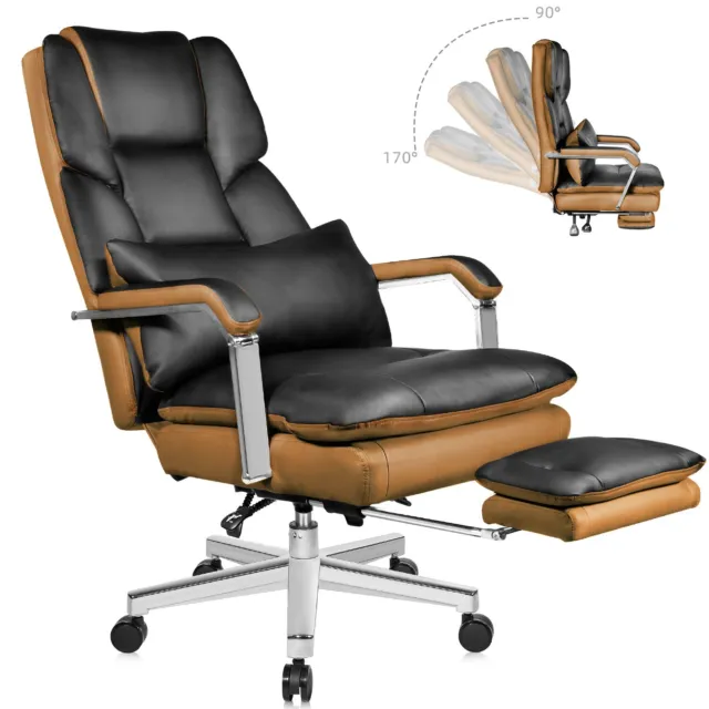 Big Tall Executive Office Chair High Back Leather Reclining Desk Chair Footrest