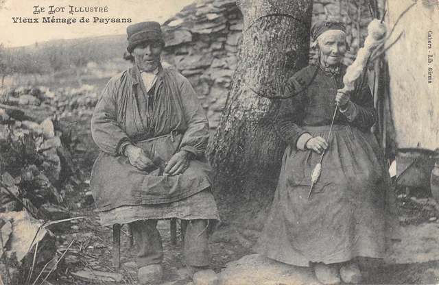 Cpa 46 Le Lot Old Menage De Peasants
