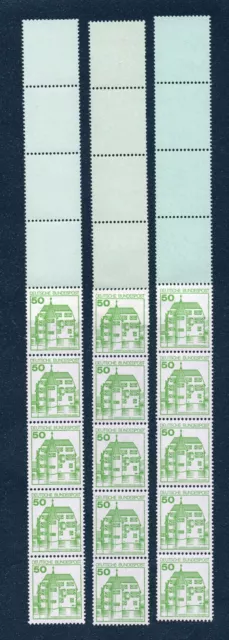 BuS - 50Pfg. MiNr.1038AIxR, neue Fluoreszenz (Cartax) - blau-,gelb-,HELLTÜRKIS