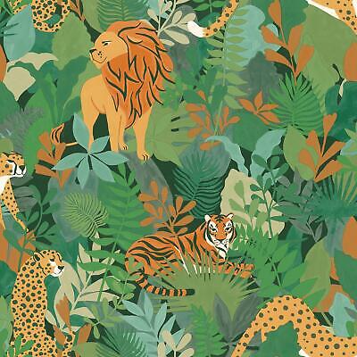 Holden Animal Kingdon Pintado Frondoso Selva Leones Tigres Leopardos - Verde