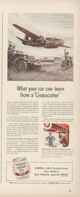 1941 Veedol Motor Oil Army A-20-A Light Bomber Grasscutter Vintage Print Ad L5