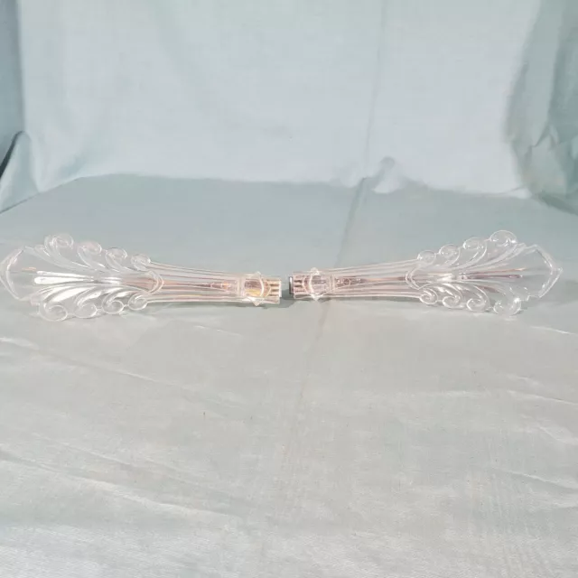 Retro Art Deco Scroll Clear Lucite Plastic Curtain Tie Backs Vintage Set Of 2