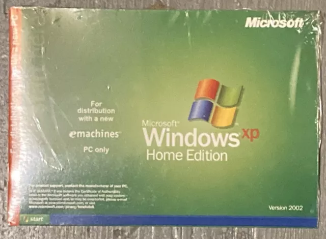 Vintage Microsoft Windows XP Home Edition booklet 2002 PC. Start Here. Unopened