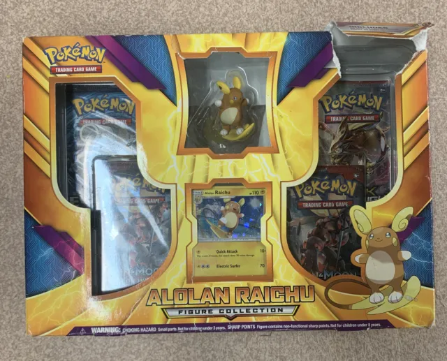 Pokemon TCG Alolan Raichu Figure Collection Box 4 packs 1 Evolutions BOX DAMAGE
