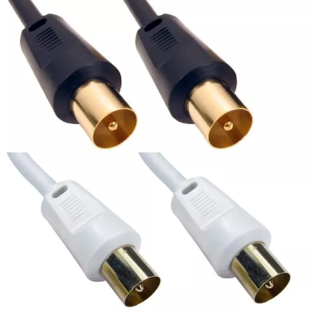 NEW Coaxial Cable TV Aerial COAX RF Fly Lead Digital Male to Male Long Lengths