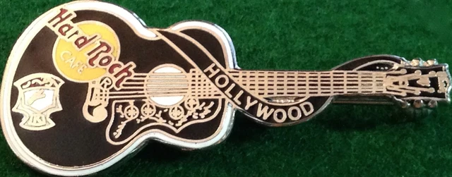 Hard Rock Cafe Hollywood 1998 Elvis Presley Noir Guitare Broche Dead Rock #2890