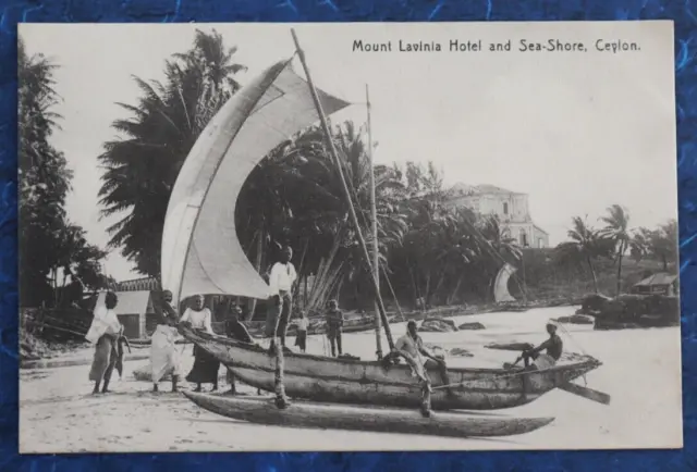 Mount Lavinia Hotel & Seashore, Ceylon, Sri Lanka - Postcard c1900s