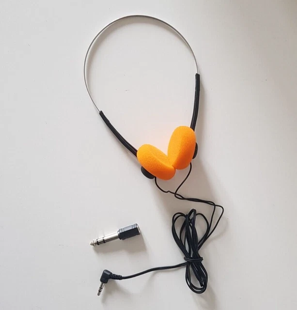 Casque Audio Vintage JVG Style Walkman 1979 - Couleur Orange, Son Extra Bass, Connexion Jack 3.5mm