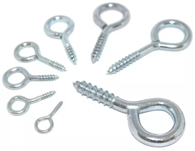 25 x Screw in Eye Hook Metal ALL SIZES Small Large Garage Hooks Heavy Duty Shed