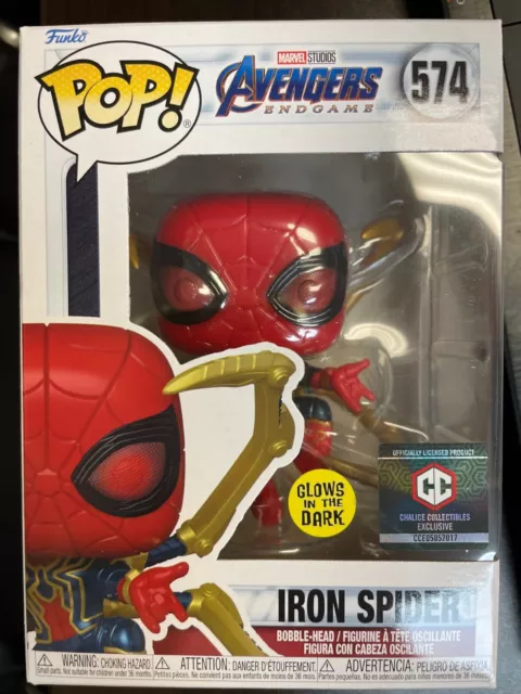 Funko Pop Marvel Avengers Endgame Iron Spider with Nano Gauntlet Glow Exclusive